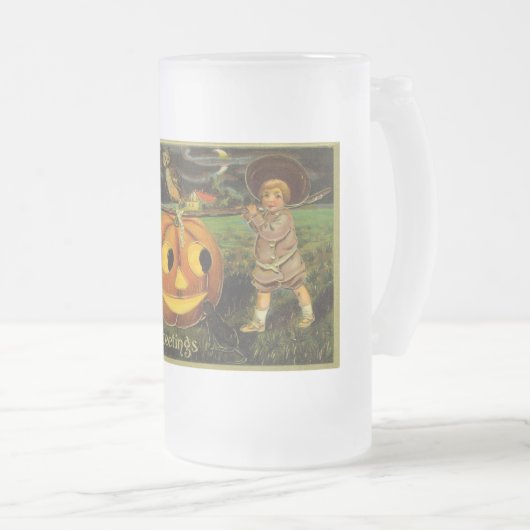 Halloween Jack-o-Lantern Ernteabend von Kindern Mattglas Bierglas (VorderseiteRechts)