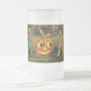 Halloween Jack-o-Lantern Ernteabend von Kindern Mattglas Bierglas