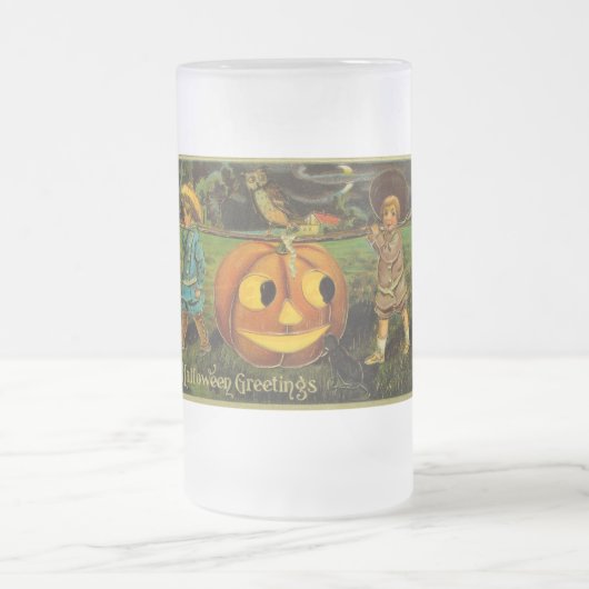 Halloween Jack-o-Lantern Ernteabend von Kindern Mattglas Bierglas (Mittel)