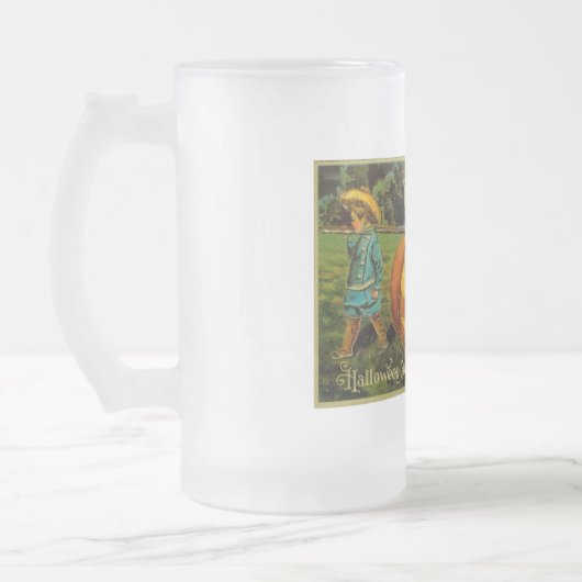 Halloween Jack-o-Lantern Ernteabend von Kindern Mattglas Bierglas (Links)