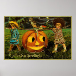 Halloween Jack-o-Lantern Ernteabend von Kindern Poster