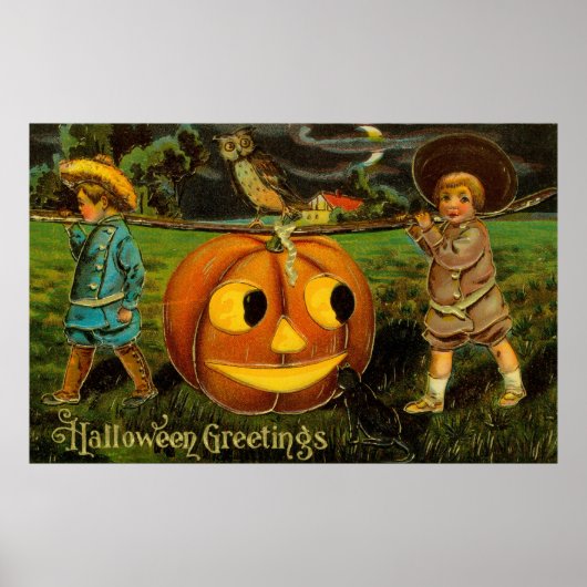 Halloween Jack-o-Lantern Ernteabend von Kindern Poster (Vorne)