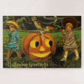 Halloween Jack-o-Lantern Ernteabend von Kindern Puzzle (Horizontal)