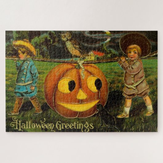 Halloween Jack-o-Lantern Ernteabend von Kindern Puzzle (Horizontal)