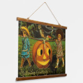 Halloween Jack-o-Lantern Ernteabend von Kindern Wandteppich Mit Holzrahmen (Gewinkelt)