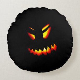 Halloween-Jack-O-Lantern-Face-Kissen 2 Seitenaufdr Rundes Kissen