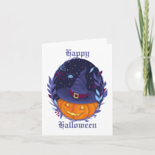 Halloween Jack o lantern Floraler Kranz Karte