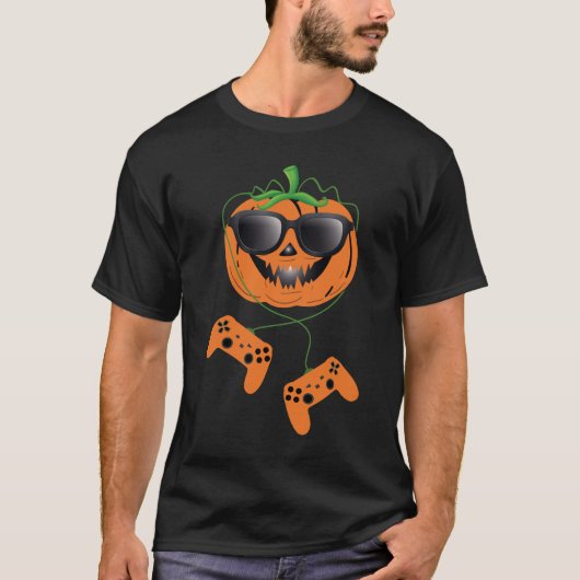 "Halloween Jack-O-Lantern Gamer T - Shirt - (Vorderseite)