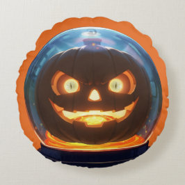 Halloween-Jack-o-Lantern-Globe Rundes Kissen