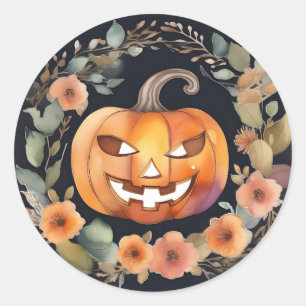 Halloween Jack-O-Lantern, Halloween-Kürbis,       Runder Aufkleber