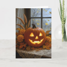 Halloween Jack-o-Lantern in den Blume im Herbst Karte