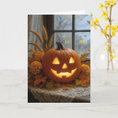 Halloween Jack-o-Lantern in den Blume im Herbst Karte (Gelbe Blume)