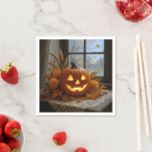 Halloween Jack-o-Lantern in den Blume im Herbst Serviette (Beispiel)