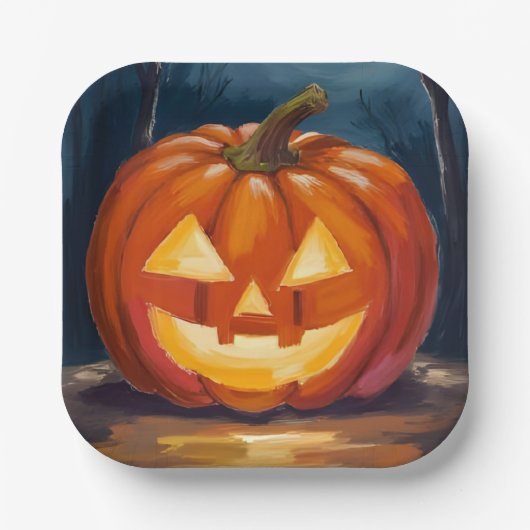 Halloween Jack-O-Lantern Kürbis Pappteller (Vorderseite)