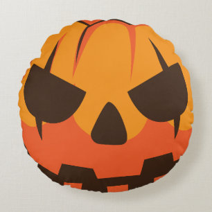 Halloween Jack o Lantern Kürbis Rundes Kissen