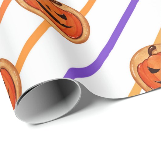 Halloween-Jack-O-Lantern-Kürbiskeks Geschenkpapier (Rolleneckpunkt)
