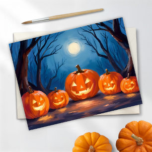 Halloween Jack-O-Lantern-Kürbisse Aquarell Feiertagspostkarte