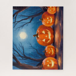Halloween Jack-O-Lantern-Kürbisse Aquarell Puzzle