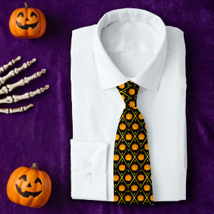 Halloween Jack o’ Lantern Kürbisse Schwarz & Orang Krawatte