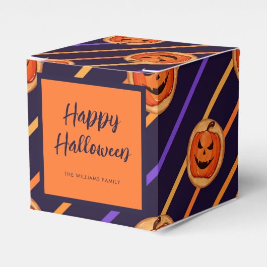 Halloween-Jack-O-Lantern-Marinestreifen Geschenkschachtel (Vorderseite)