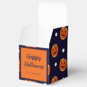 Halloween Jack-O-Lantern Navy Polka Dots Custom Geschenkschachtel (Geöffnet)