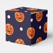 Halloween Jack-O-Lantern Navy Polka Dots Custom Geschenkschachtel (Rückseite)