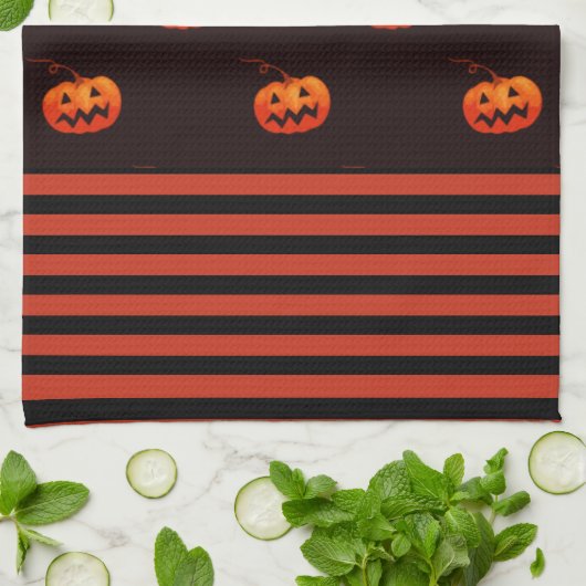 Halloween Jack O' Lantern Orange Black Kitchen Geschirrtuch (Gefaltet)