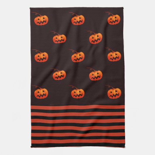 Halloween Jack O' Lantern Orange Black Kitchen Geschirrtuch (Vertikal)