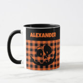 Halloween Jack-O-Lantern Orange & Black Plaid Name Tasse (Links)
