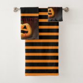 Halloween Jack O' Lantern Orange und Black Badhandtuch Set (Insitu)