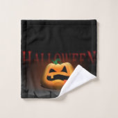 Halloween Jack O' Lantern Orange und Black Badhandtuch Set (Waschlappen)