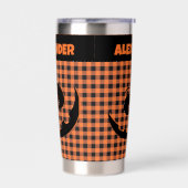 Halloween Jack-O-Lantern Orange und schwarzer Karo Thermobecher (Links)