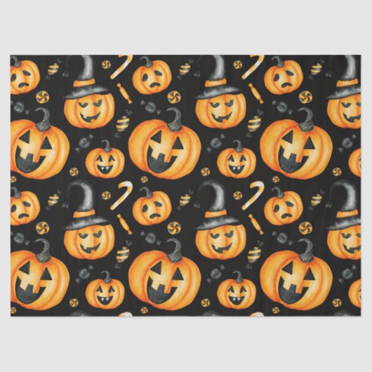 Halloween Jack-o-Lantern Pumpkin Black and Orange Seidenpapier (Vorderseite)