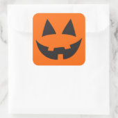 Halloween Jack-O-Lantern Pumpkin Face Sihouette2 Quadratischer Aufkleber (Tasche)