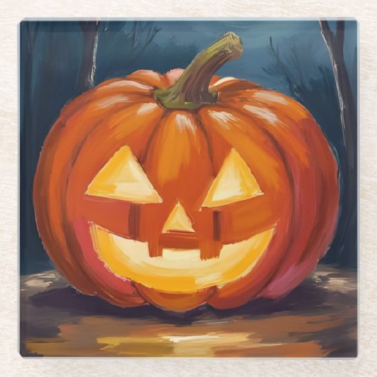 Halloween Jack-O-Lantern Pumpkin Glasuntersetzer (Vorderseite)