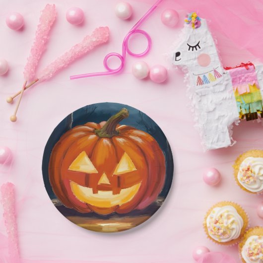 Halloween Jack-O-Lantern Pumpkin Pappteller (Party)