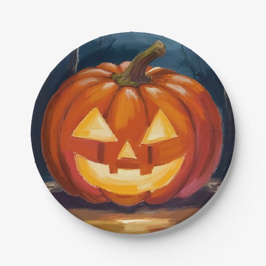 Halloween Jack-O-Lantern Pumpkin Pappteller (Vorderseite)