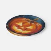 Halloween Jack-O-Lantern Pumpkin Pappteller (Schrägansicht)