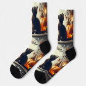 Halloween Jack O' Lantern Pumpkin Print Crew Socks Socken (Linkes Detail)