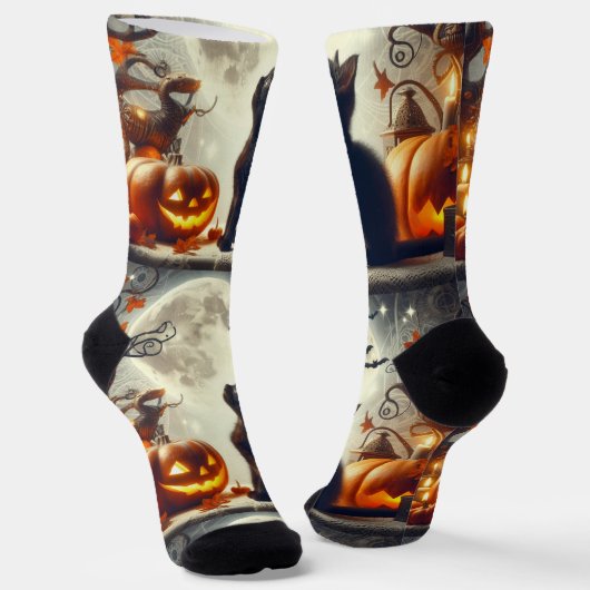 Halloween Jack O' Lantern Pumpkin Print Crew Socks Socken (Gewinkelt)