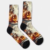 Halloween Jack O' Lantern Pumpkin Print Crew Socks Socken (Rechts)