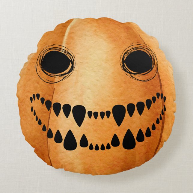 Halloween Jack-O-Lantern Pumpkin Rundes Kissen (Vorderseite)