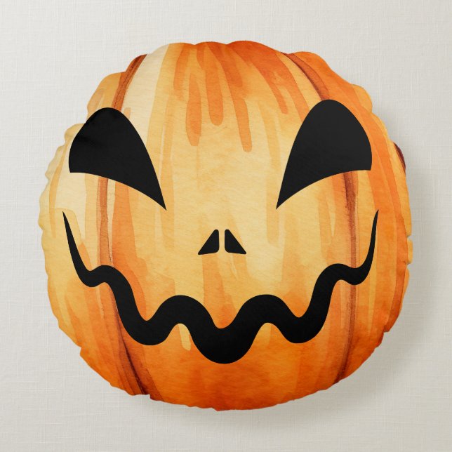 Halloween Jack-O-Lantern Pumpkin Rundes Kissen (Vorderseite)