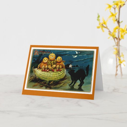 Halloween Jack-o-Lantern Pumpkin Trio Karte (Gelbe Blume)