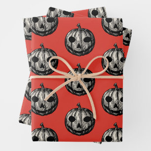 Halloween Jack-O_Lantern Pumpkin Vintag Geschenkpapier Set
