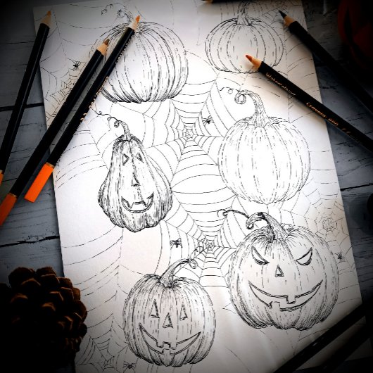 Halloween-Jack-o’-lantern Pumpkins-Farbseite Poster