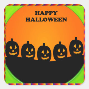 Halloween Jack o' Lantern Silhouetten Quadratischer Aufkleber