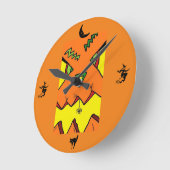 Halloween Jack-O-Lantern & Spider Clock Runde Wanduhr (Winkel)