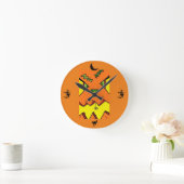 Halloween Jack-O-Lantern & Spider Clock Runde Wanduhr (Zuhause)
