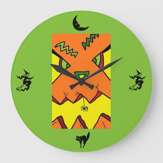 Halloween Jack-O-Lantern & Spider Uhr (Vorderseite)